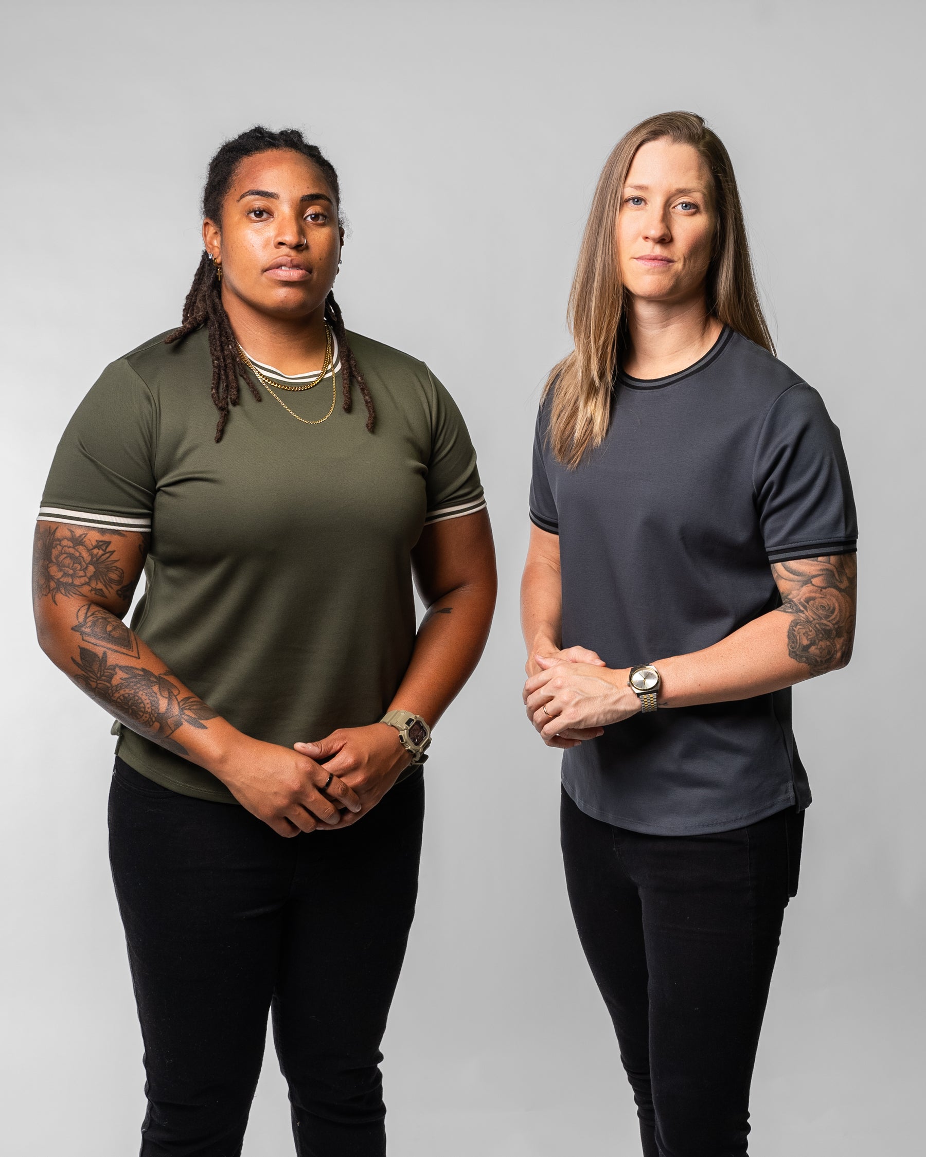 Ribbed Date Night Tee - Muted Navy w/ Black