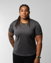 Ribbed Date Night Tee - Muted Navy w/ Black