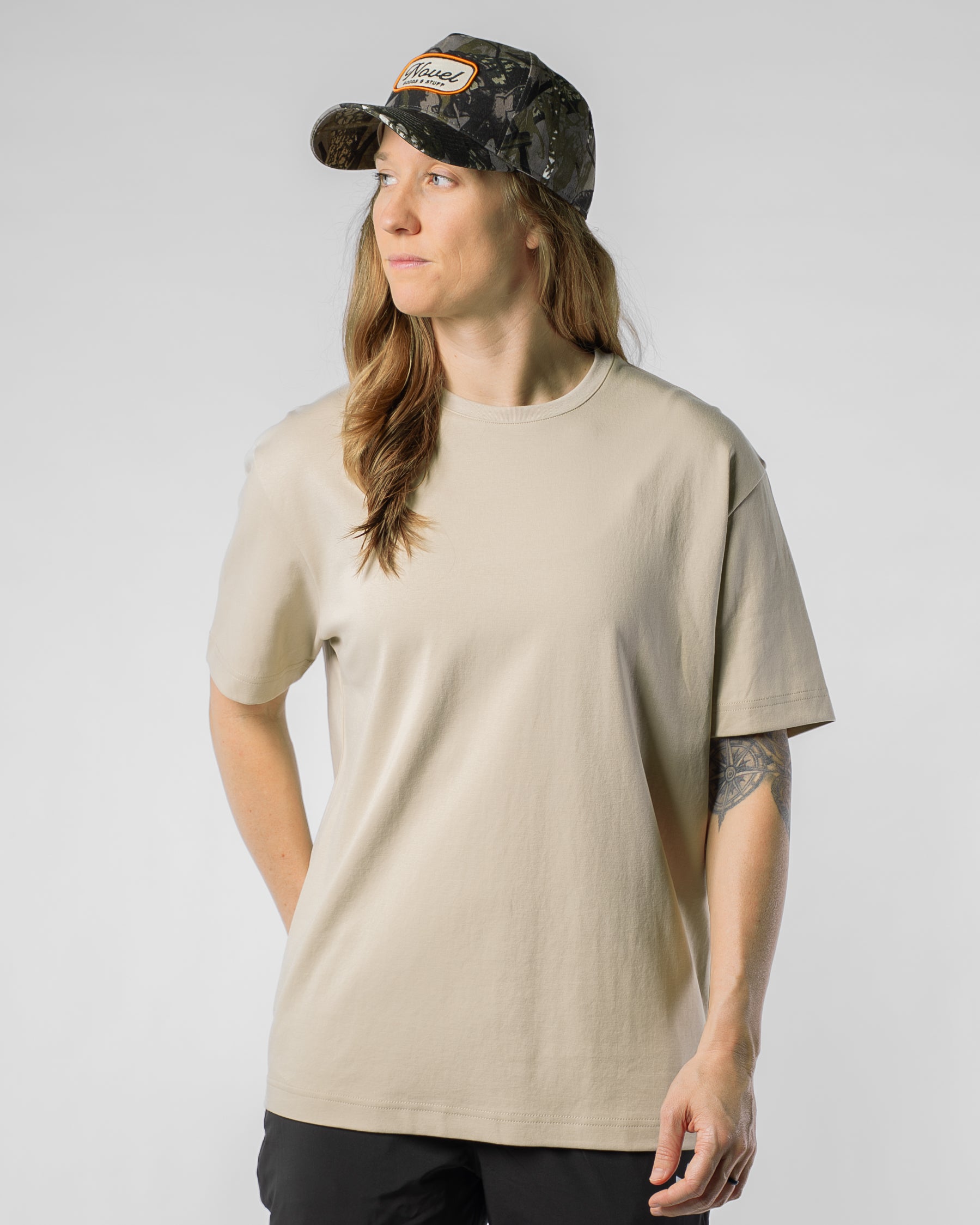 Drop Shoulder Tee - TAN